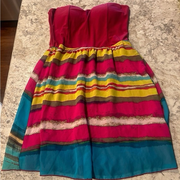 Rue 21 Strapless Stripped Dress Medium - Picture 1 of 10